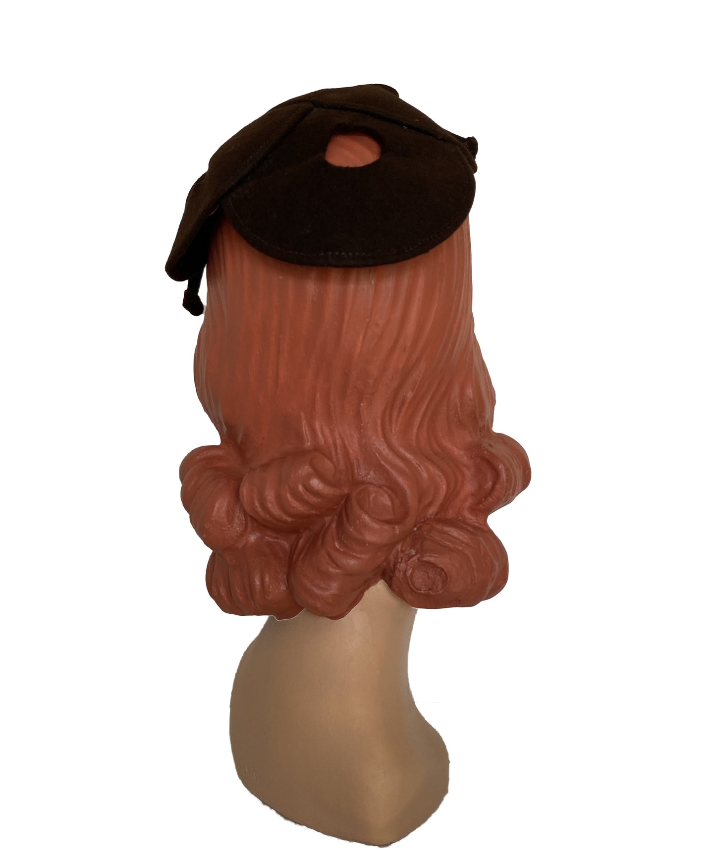 1950s Brown Bow Detail Crown Hat (S-M)