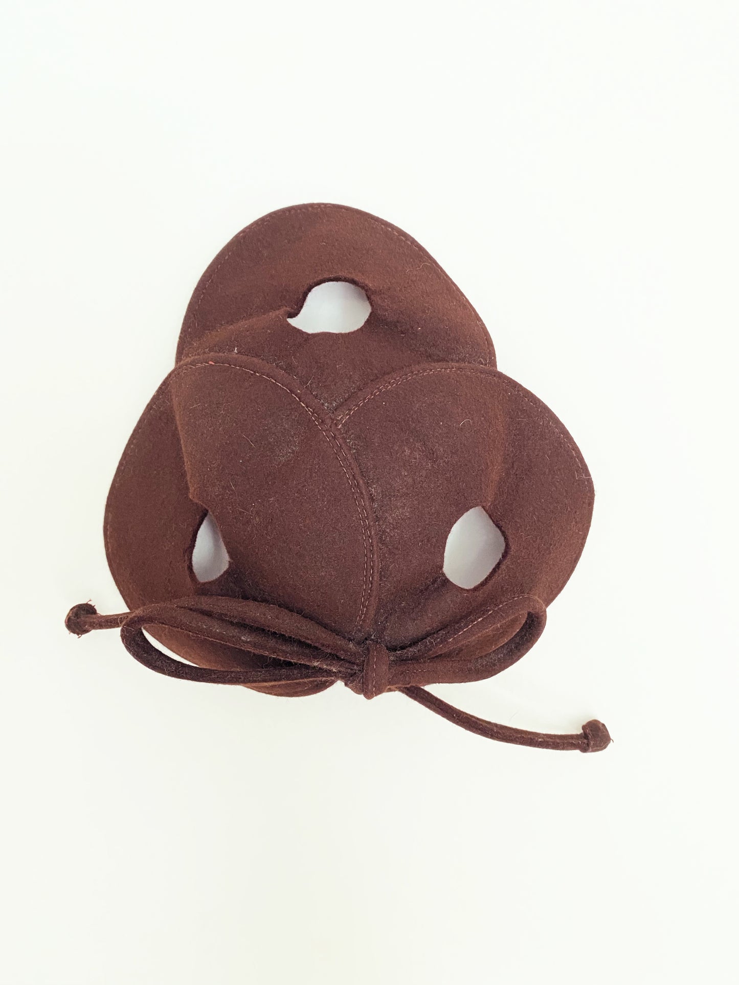 1950s Brown Bow Detail Crown Hat (S-M)