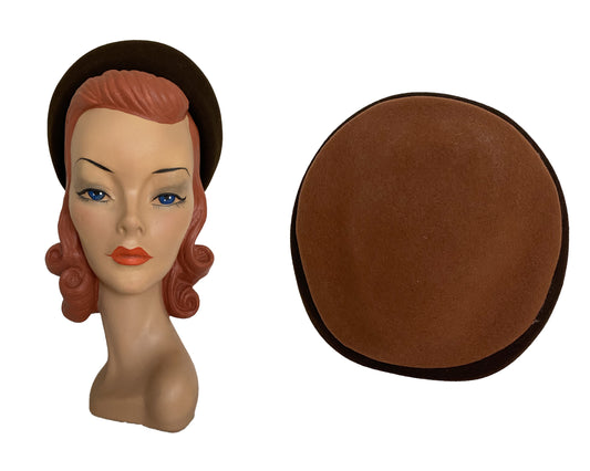 1950s Two Tone Brown Circular Hat (S-M)