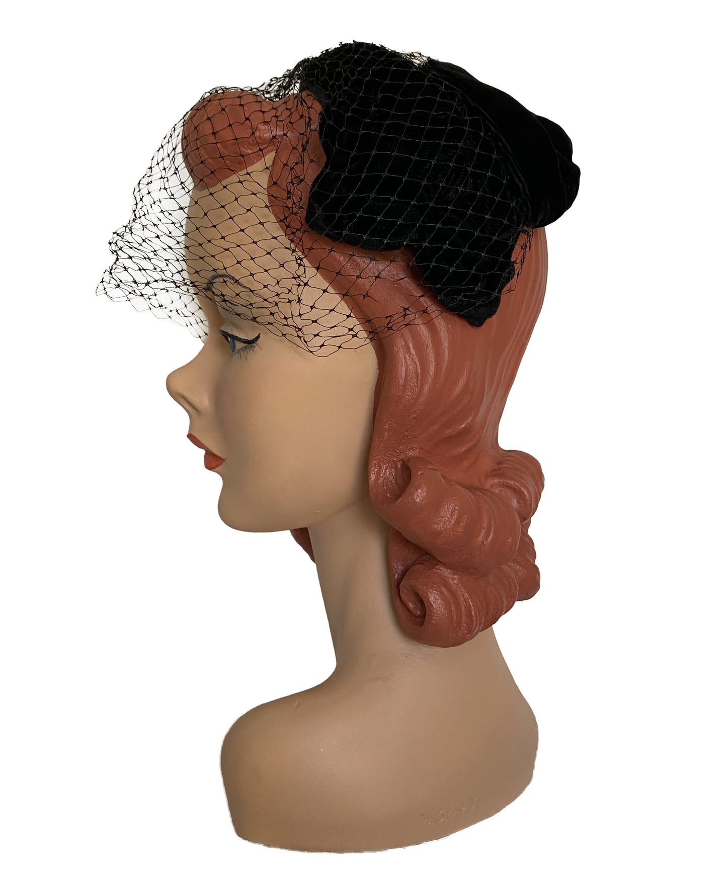 1950s Black Veil Whimsies Hat (S-M)