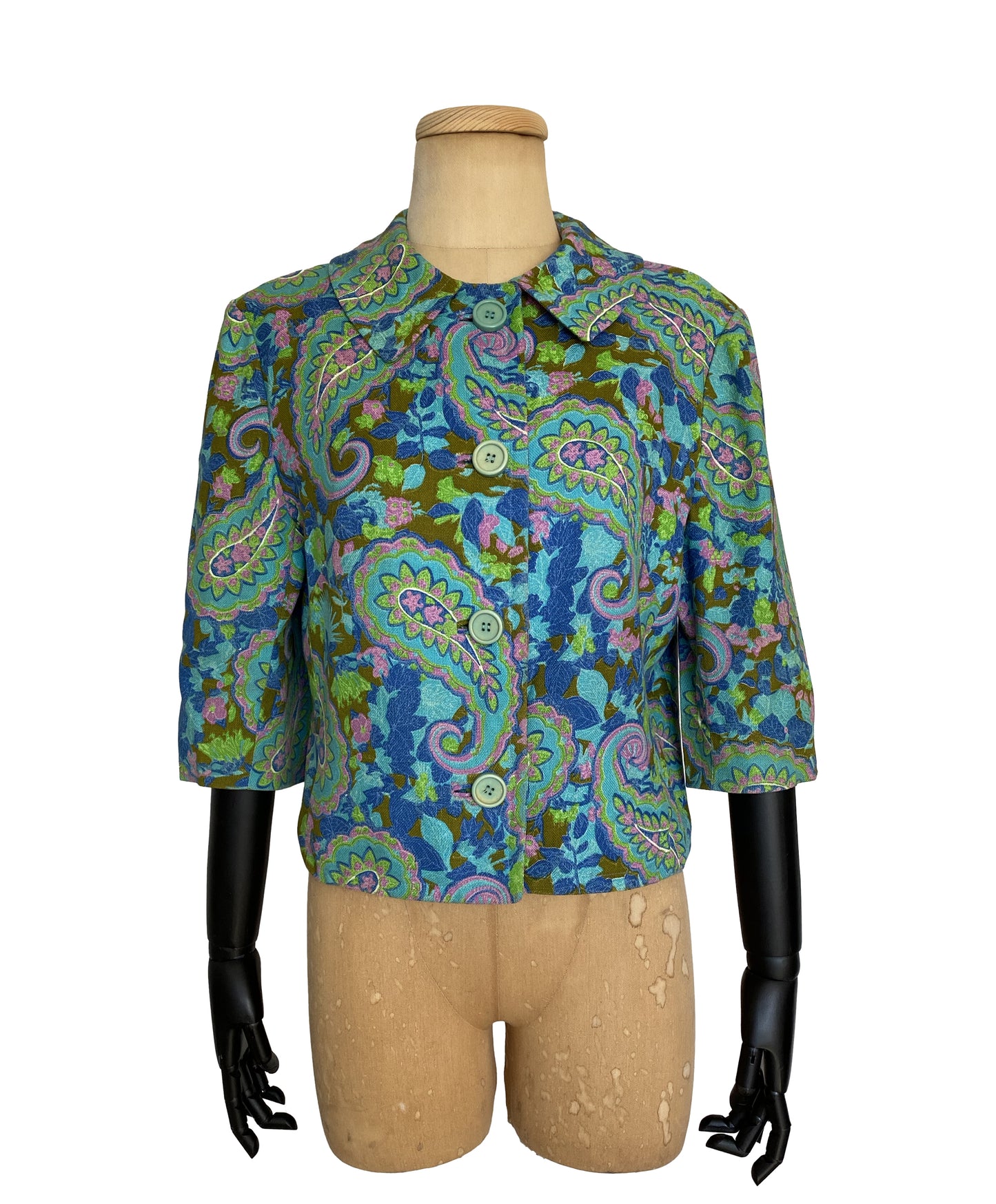 1960s Psychedelic Green Paisley Blazer (M)