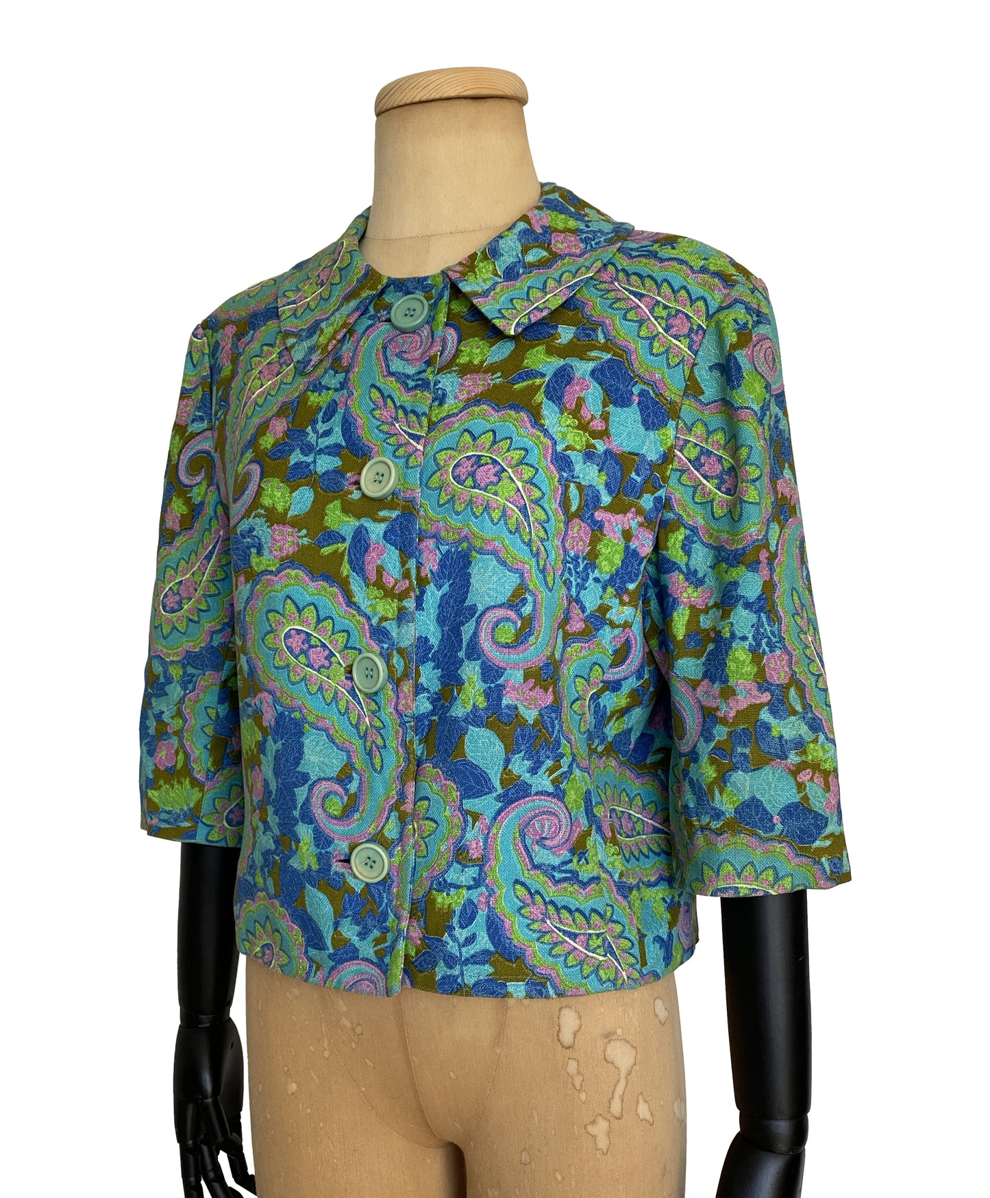1960s Psychedelic Green Paisley Blazer (M)