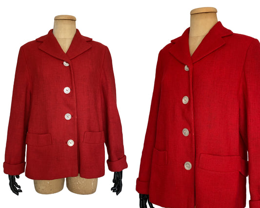 1980s Boxy Tailored Red Blazer (L)
