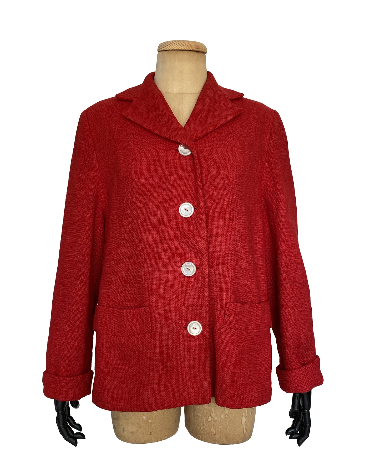 1980s Boxy Tailored Red Blazer (L)