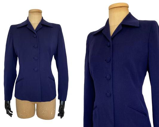1950s Tailored Navy Button Up Blazer (XS-S)