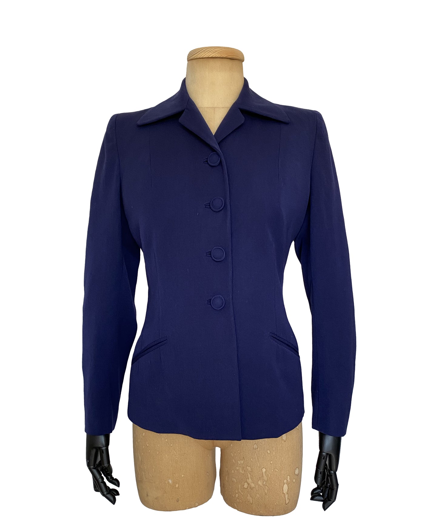 1950s Tailored Navy Button Up Blazer (XS-S)