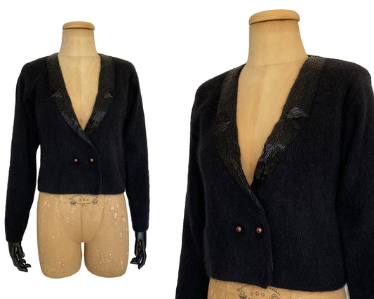 1990s Beaded Angora Cardigan (XS-S)