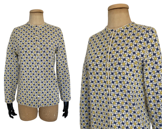 1960s Daisy Floral Jacquard Cardigan (M)