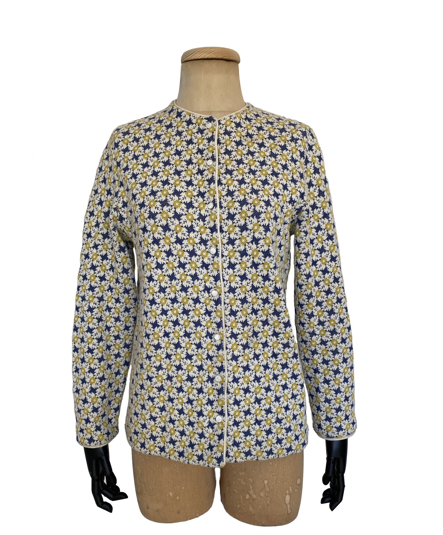 1960s Daisy Floral Jacquard Cardigan (M)