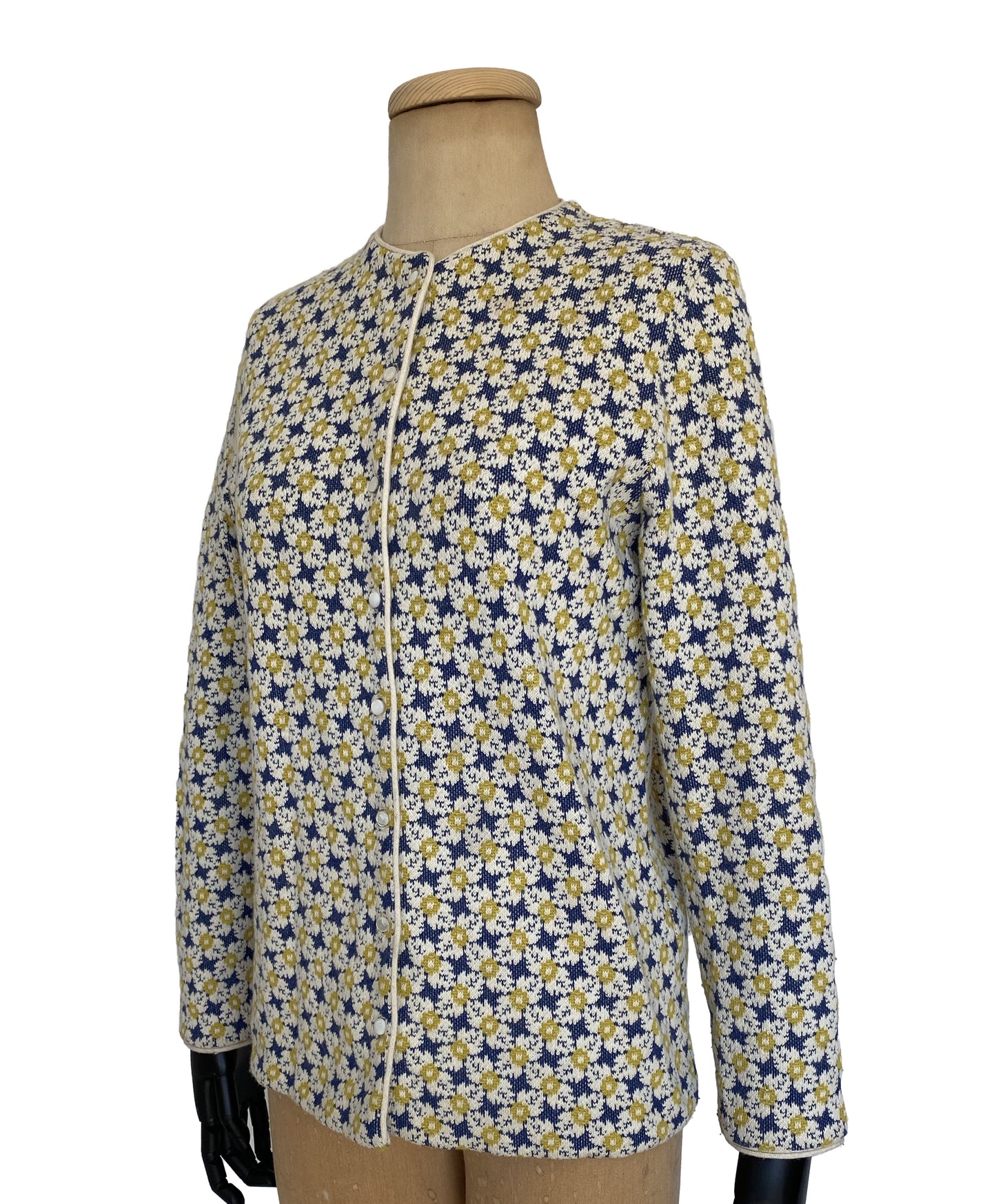 1960s Daisy Floral Jacquard Cardigan (M)