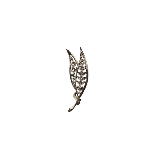 1960s Mid-Century Leaf Rhinestone Pin Brooch