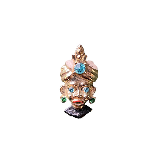 1960s Mid-Century Turban Gold Pin Brooch