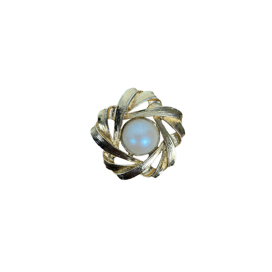 1960s Mid Century Faux Pearl Brooch
