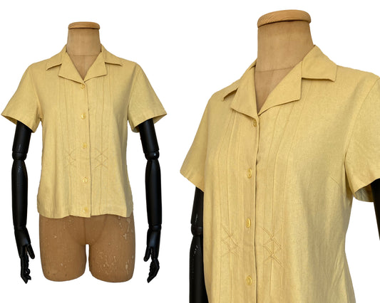 1990s does 1960s Canary Yellow Silk Blouse (S)