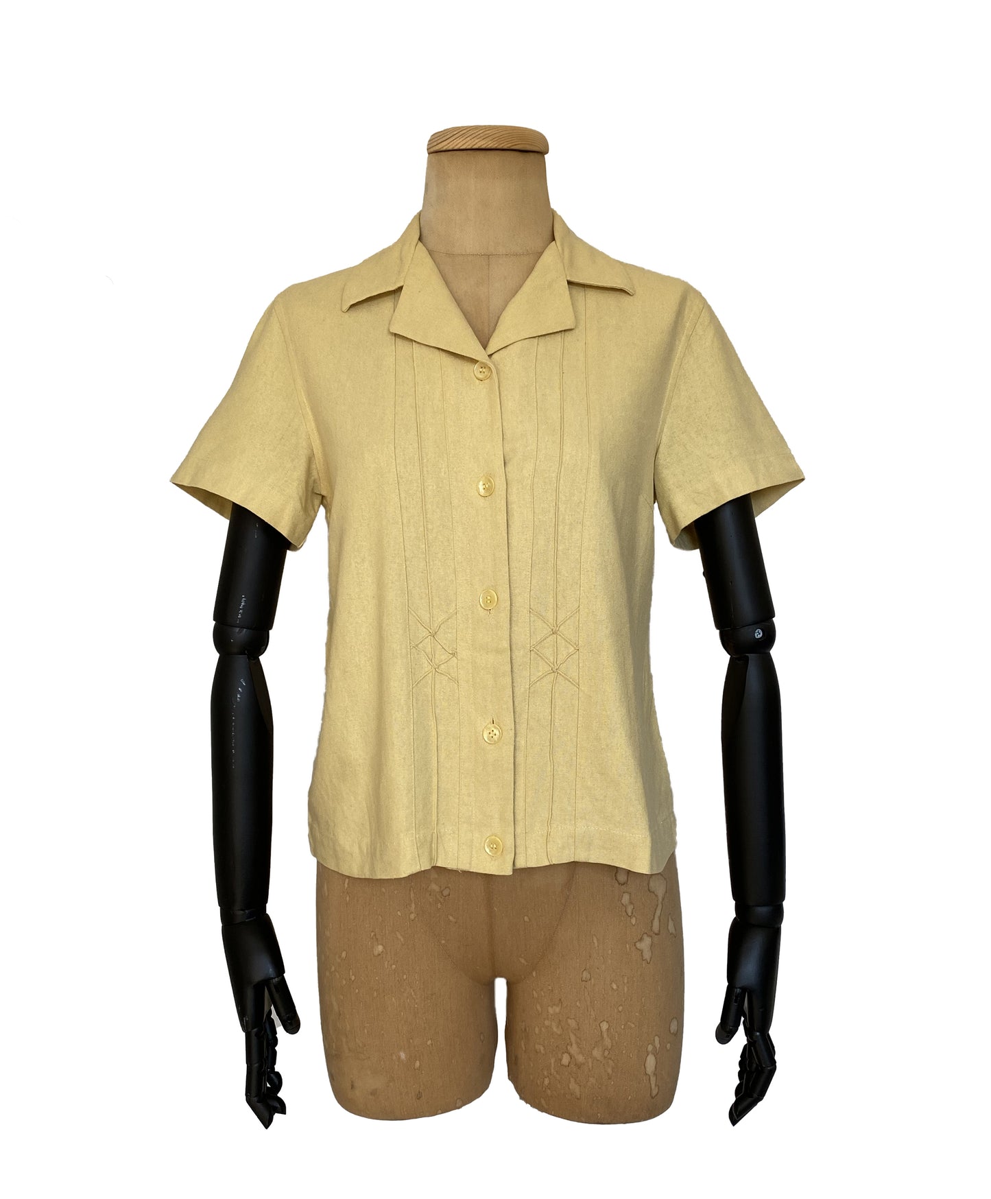 1990s does 1960s Canary Yellow Silk Blouse (S)