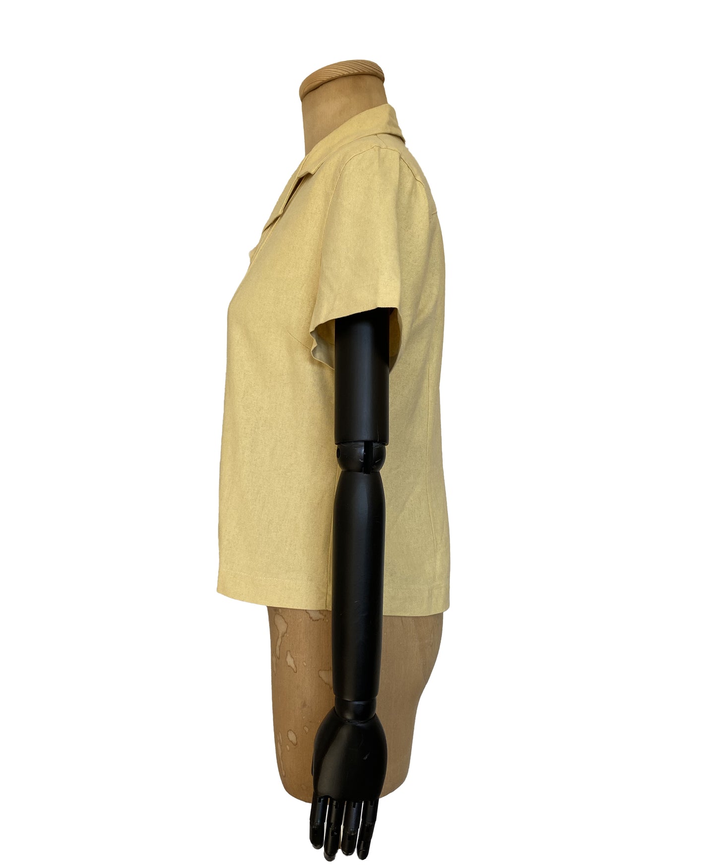 1990s does 1960s Canary Yellow Silk Blouse (S)