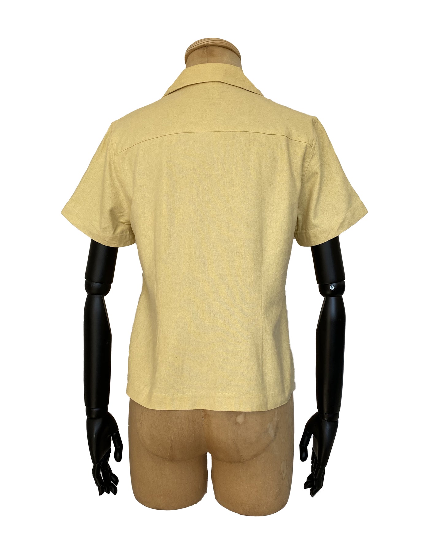 1990s does 1960s Canary Yellow Silk Blouse (S)