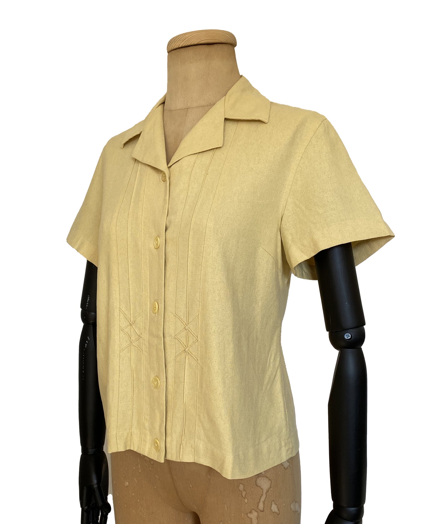 1990s does 1960s Canary Yellow Silk Blouse (S)