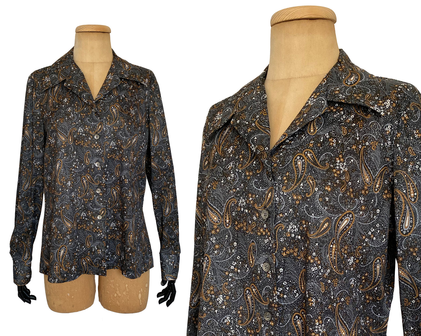 1970s Paisley Long Sleeve Shirt (L)