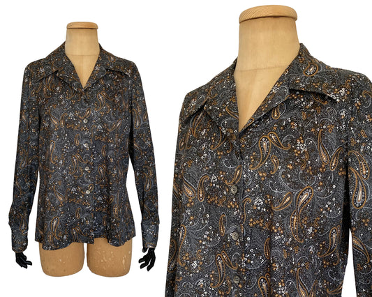 1970s Paisley Long Sleeve Shirt (L)