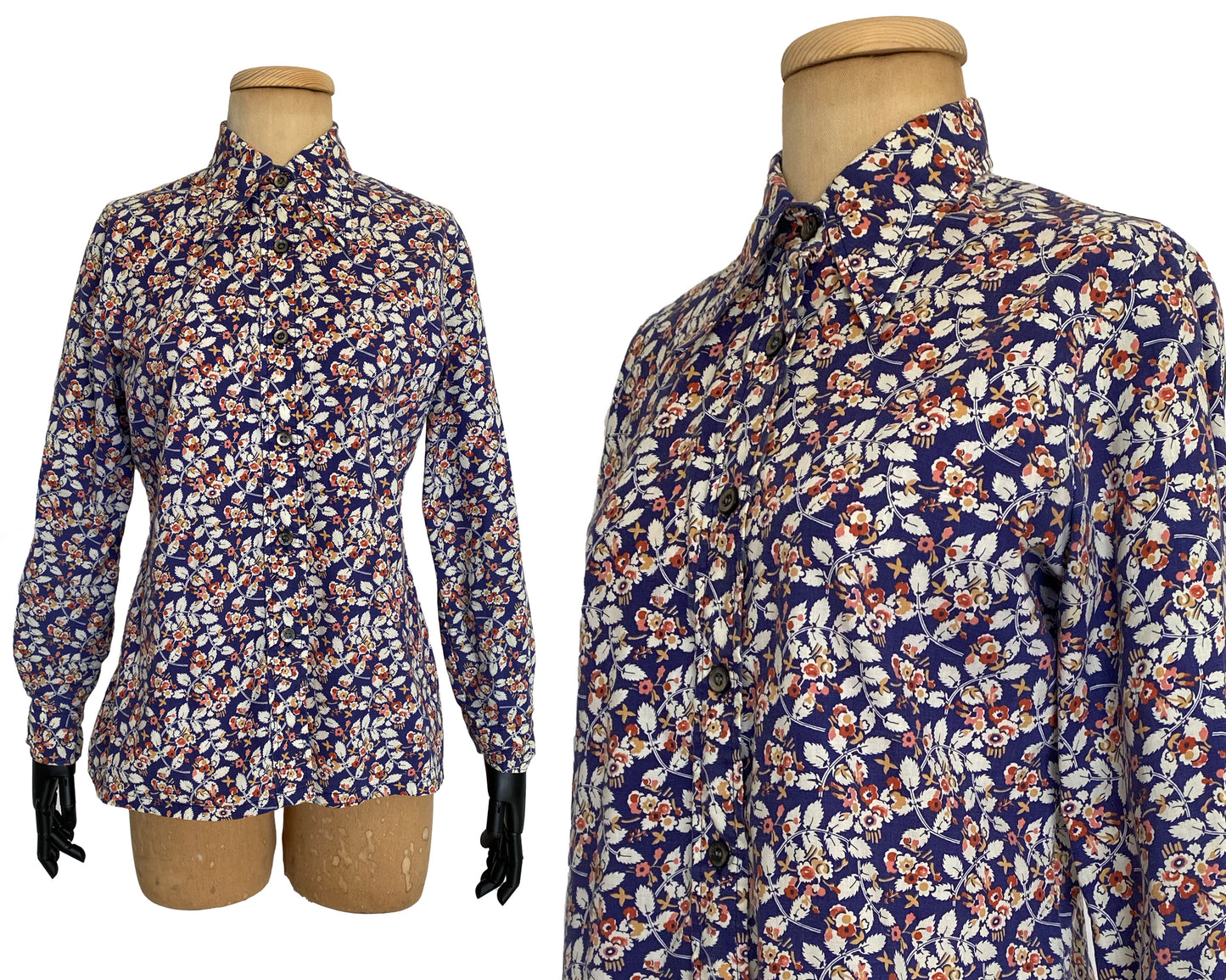 1970s Floral Long Sleeve Shirt (M)