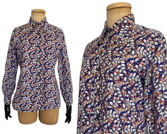 1970s Floral Long Sleeve Shirt (M)
