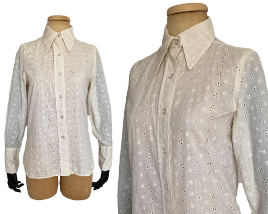 1980s Embroidered Long Sleeve Shirt (S)