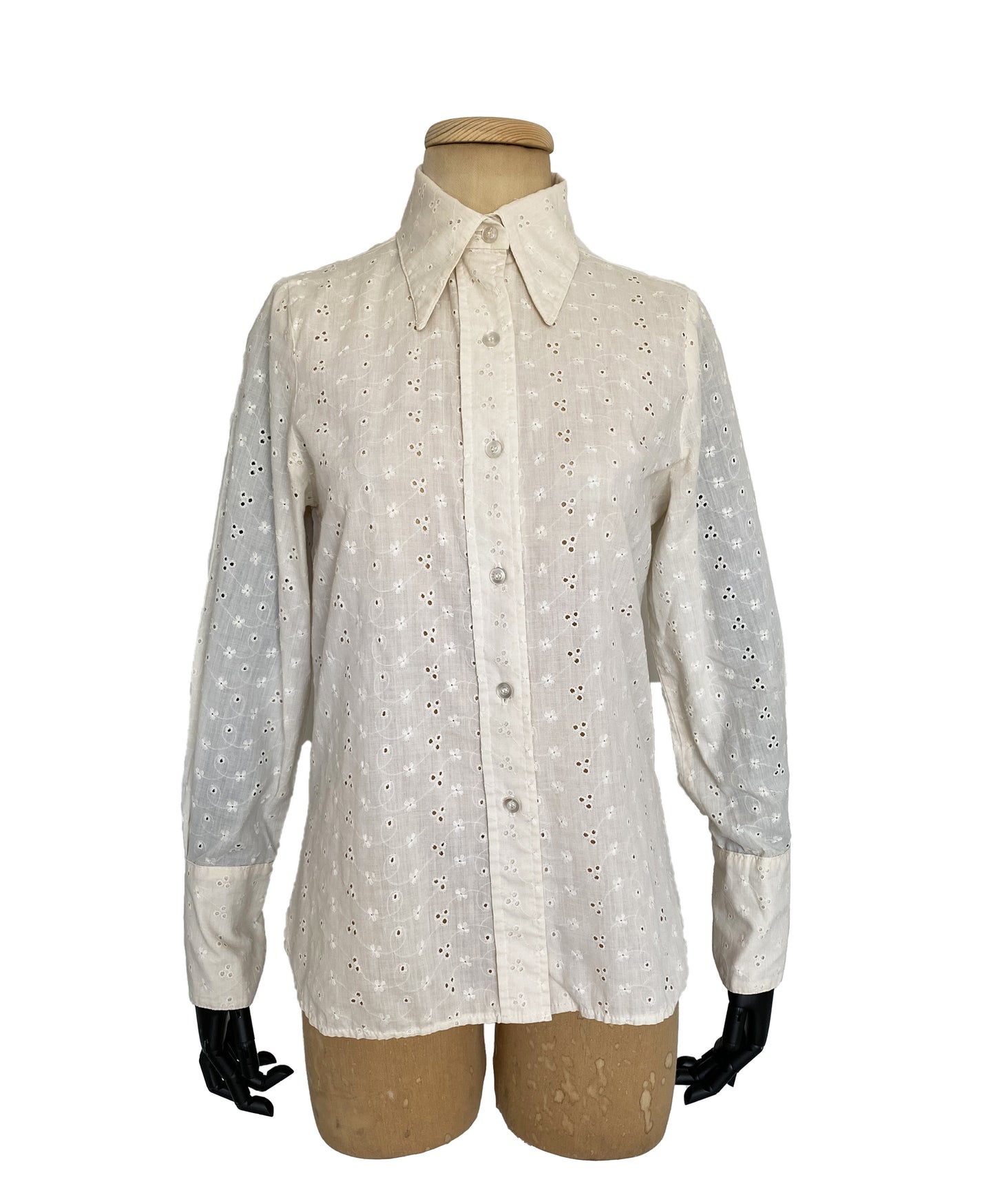 1980s Embroidered Long Sleeve Shirt (S)