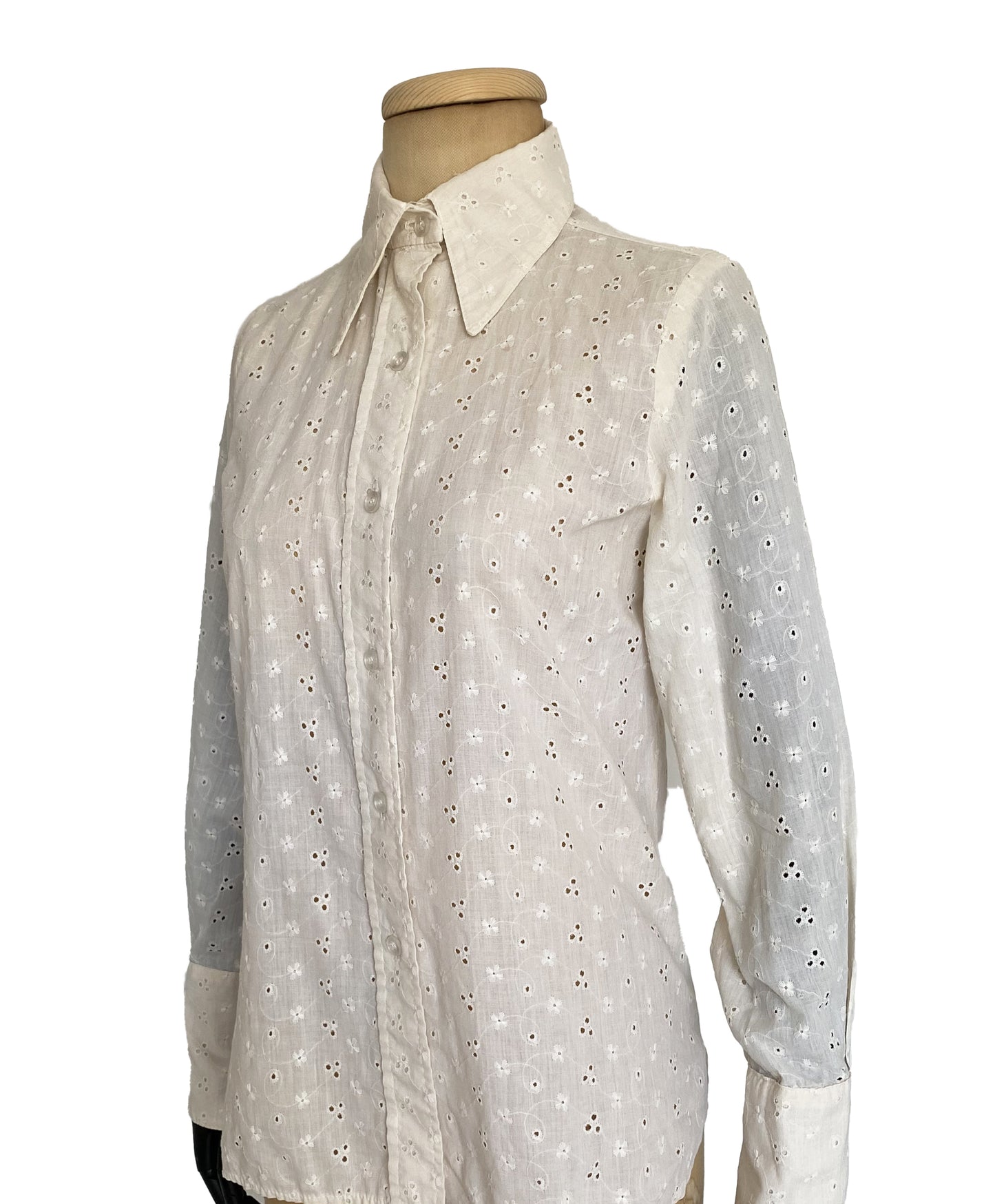 1980s Embroidered Long Sleeve Shirt (S)