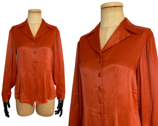 1970s Burnt Orange Long Sleeve Shirt (XS)