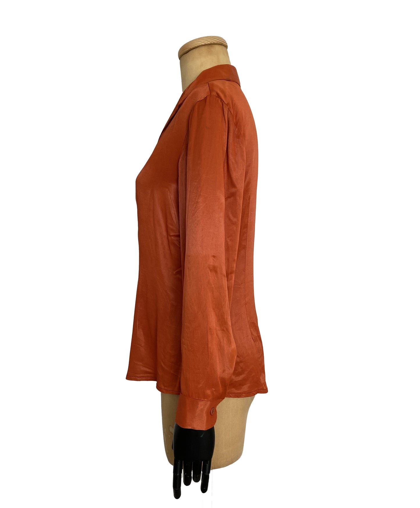 1970s Burnt Orange Long Sleeve Shirt (XS)