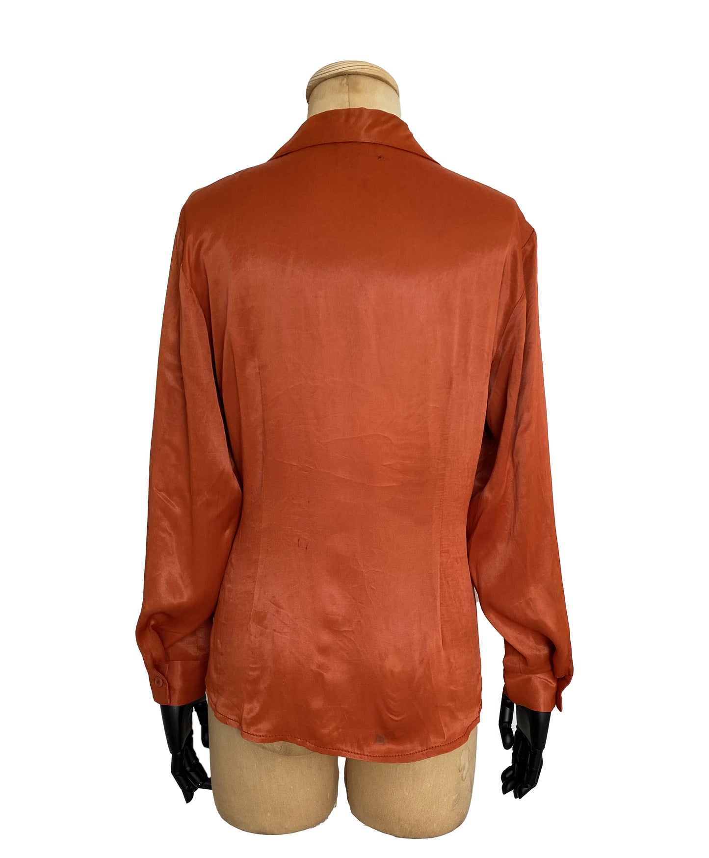 1970s Burnt Orange Long Sleeve Shirt (XS)