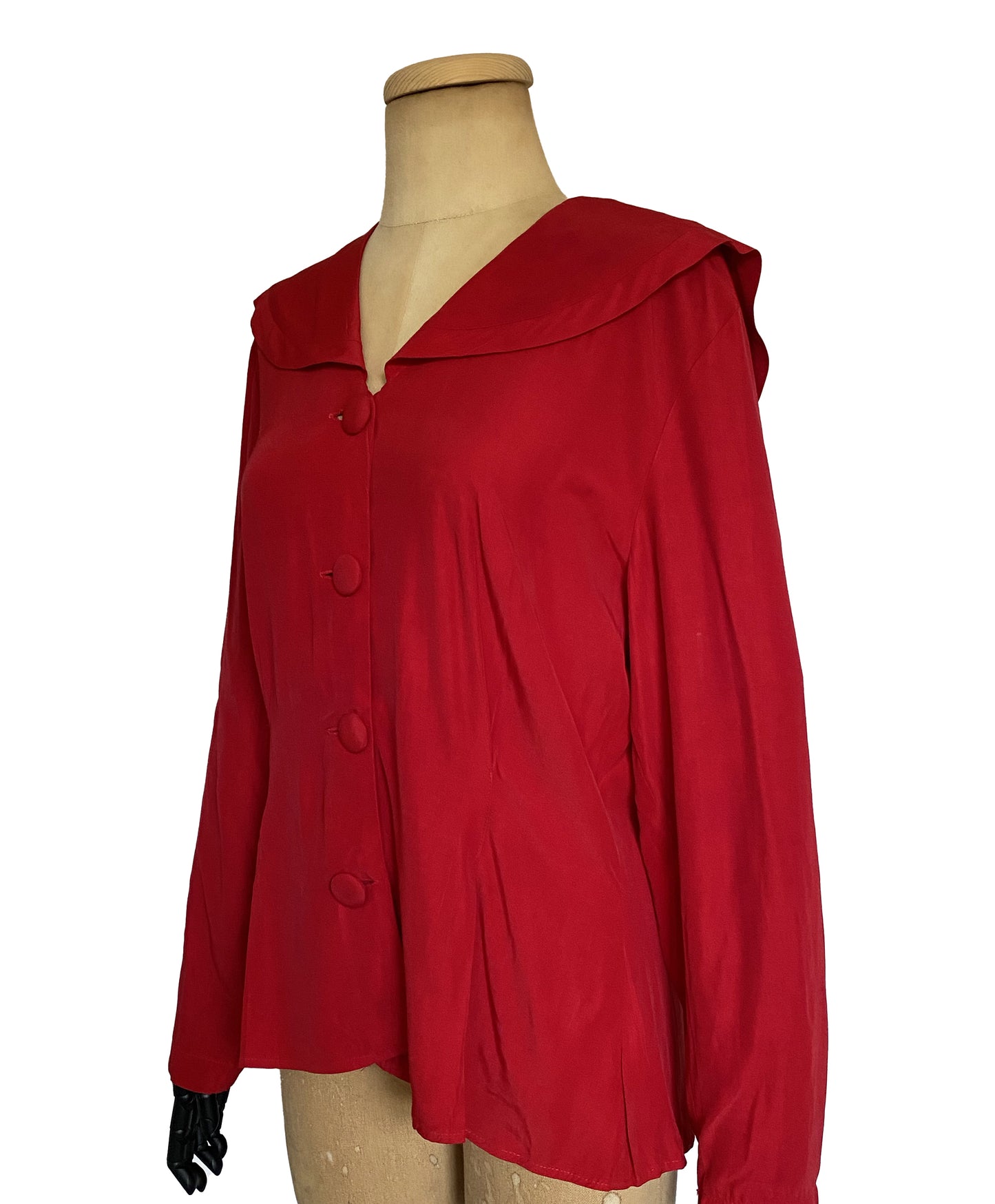 1980s Red Sailor Long Sleeve Blouse (M)
