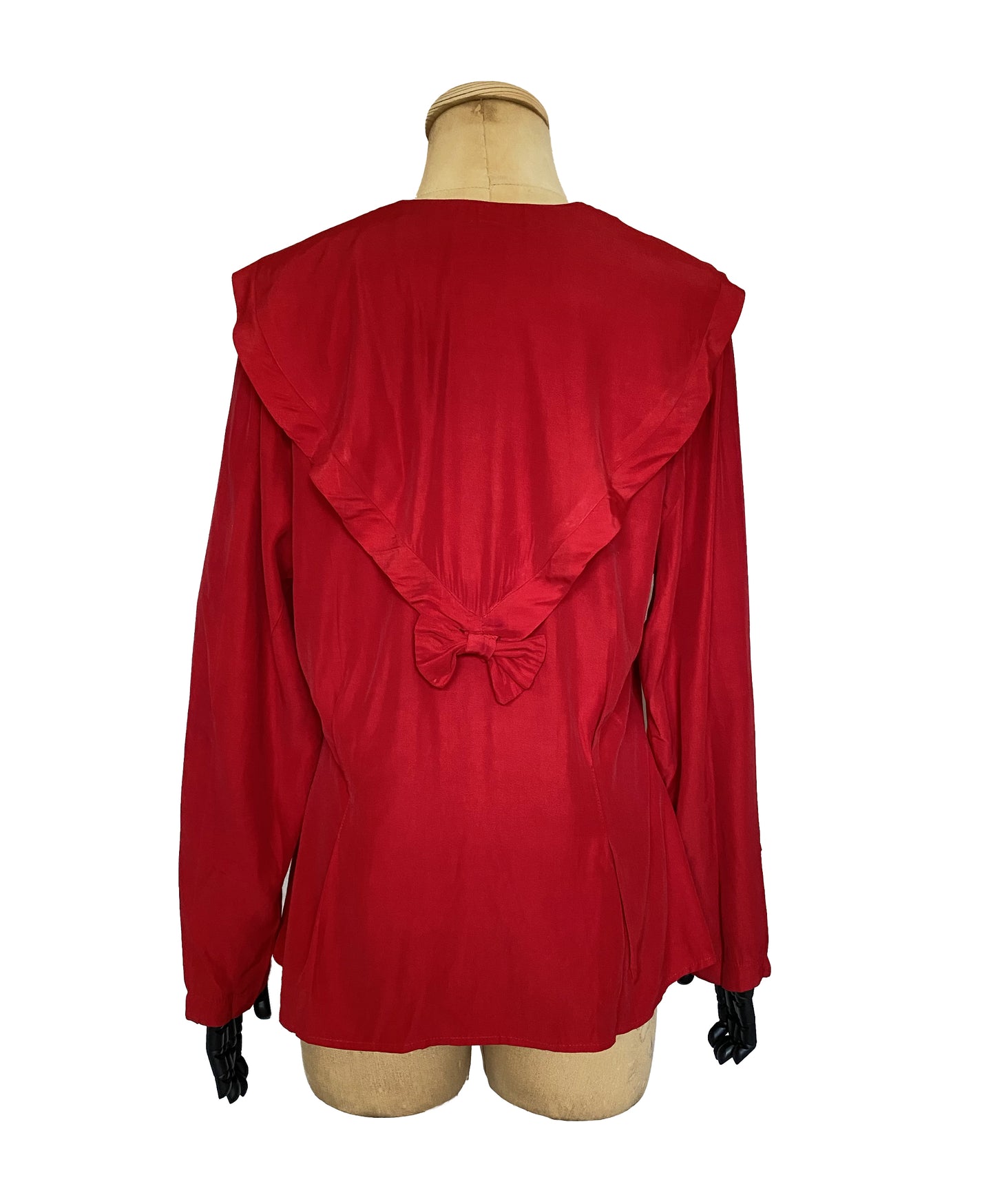 1980s Red Sailor Long Sleeve Blouse (M)