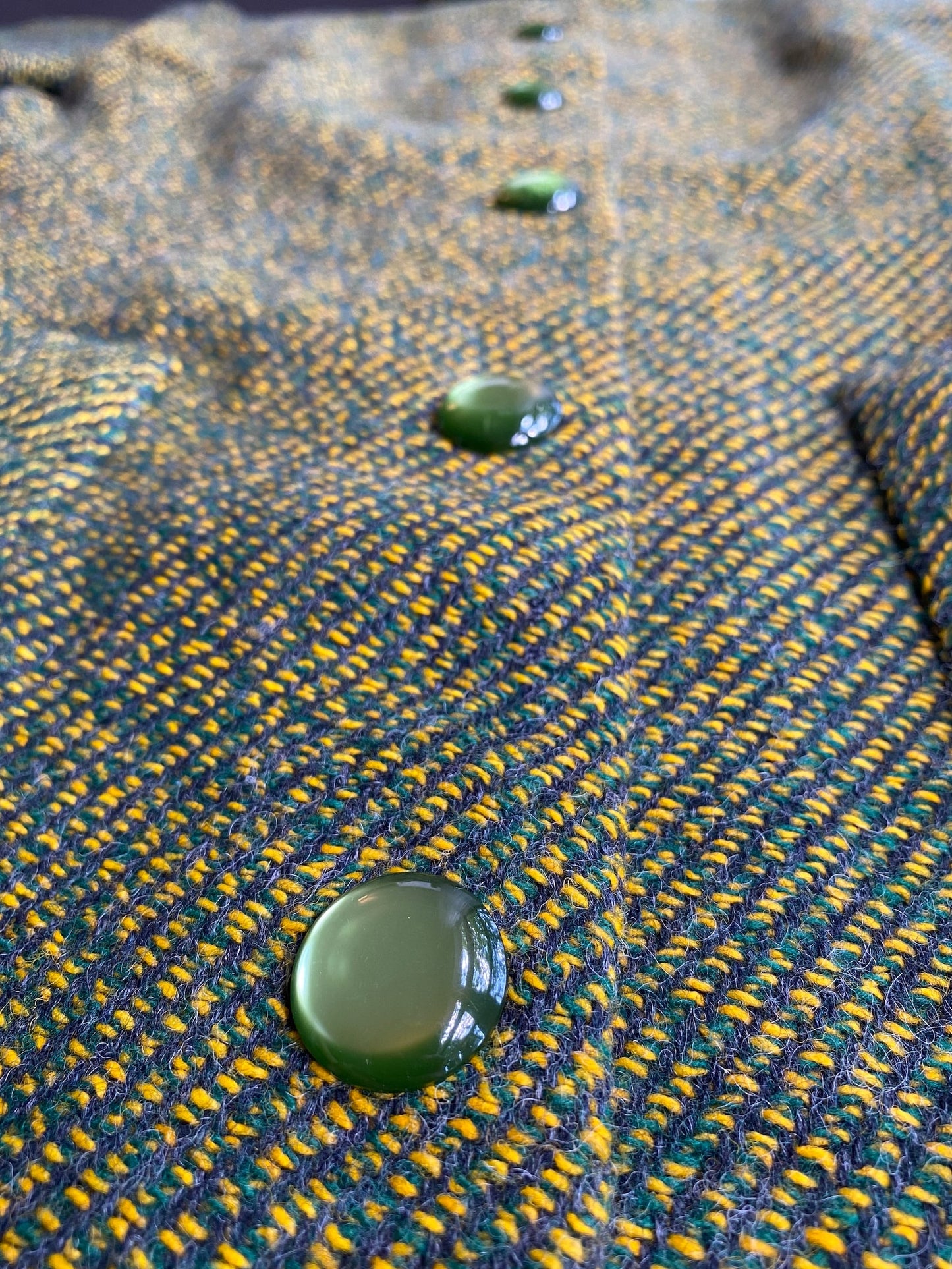 1960s Green Tweed Mod Shirt Dress (M)