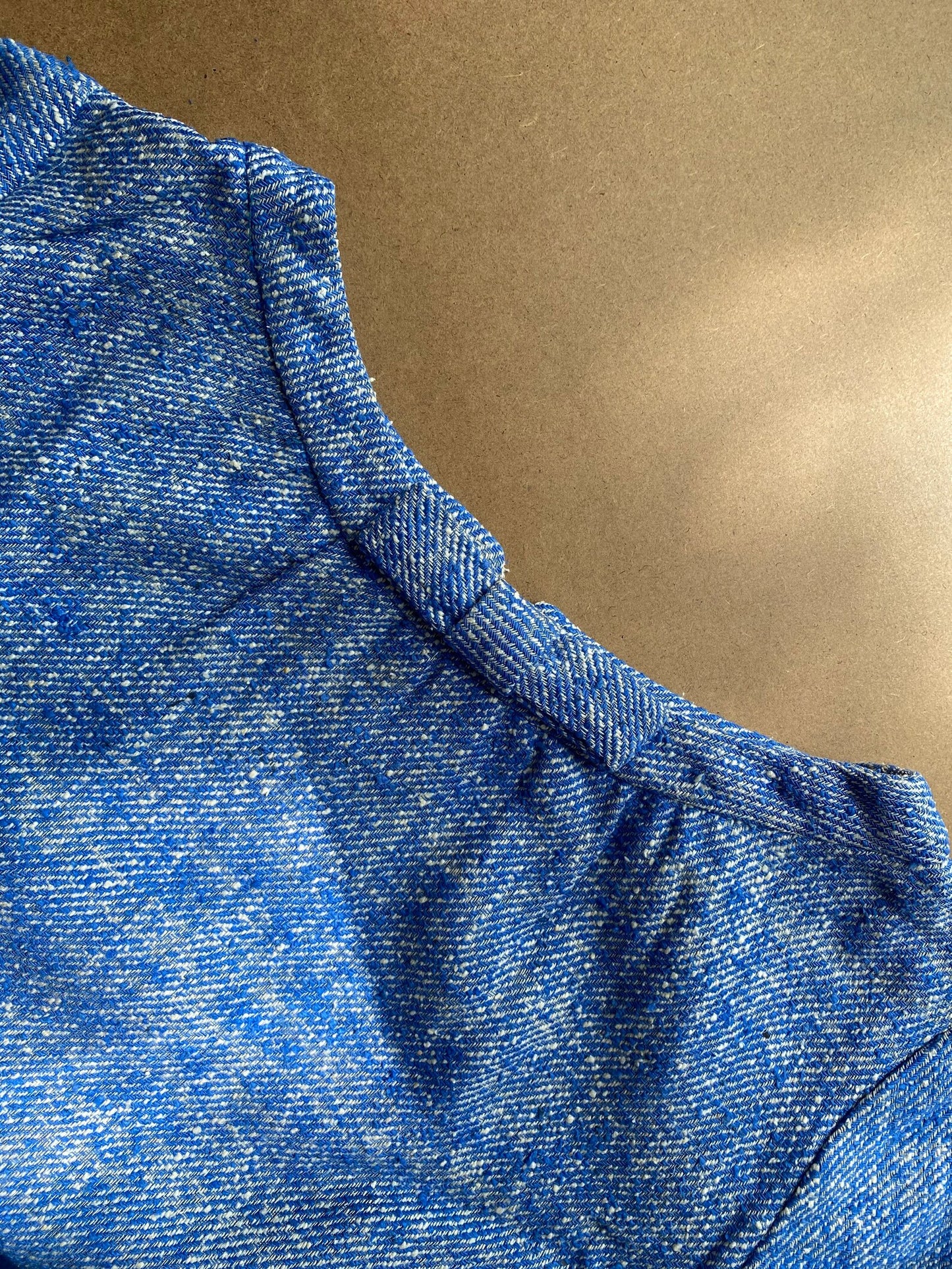 1960s Blue Twill Shift Dress (L-XL)