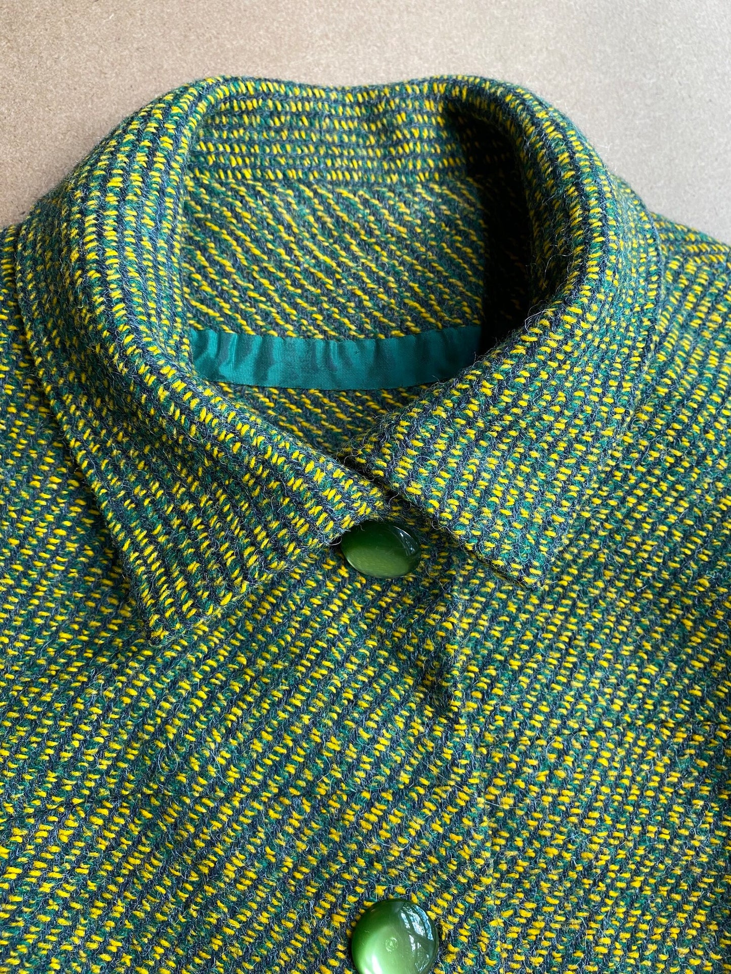1960s Green Tweed Mod Shirt Dress (M)