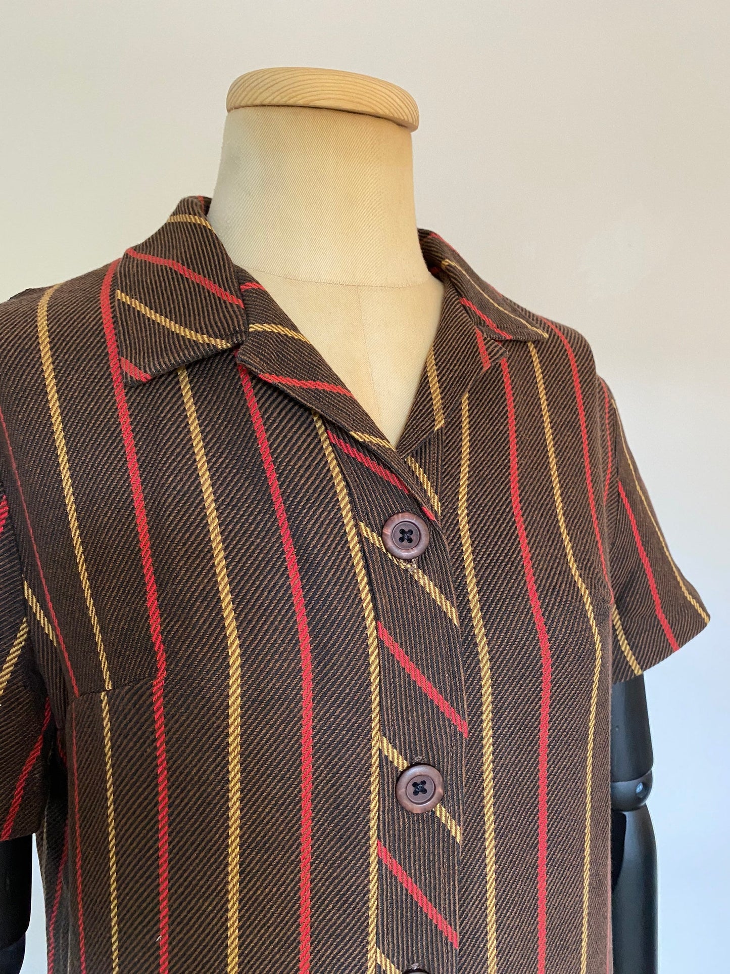 1960s Brown Stripe Dress (L)