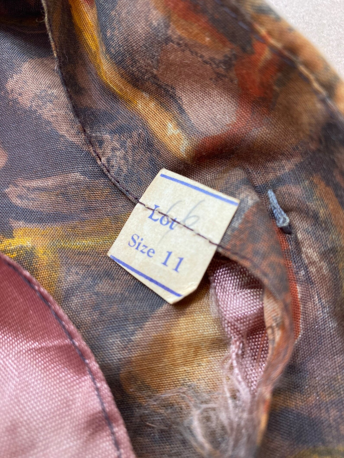 1960s Brown Abstract Print Cocktail Dress (S)