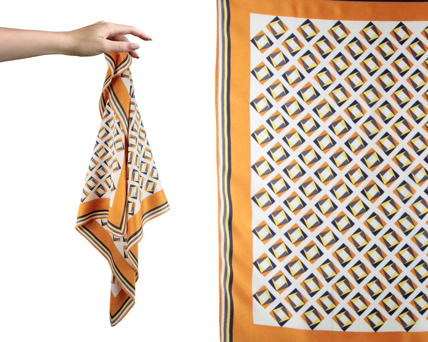 1960s Orange Geometric Scarf