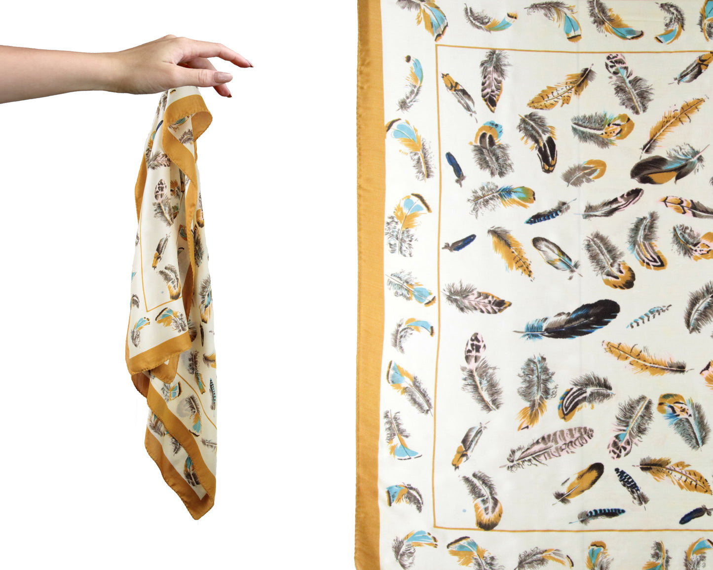 1960s Feather Prints Scarf