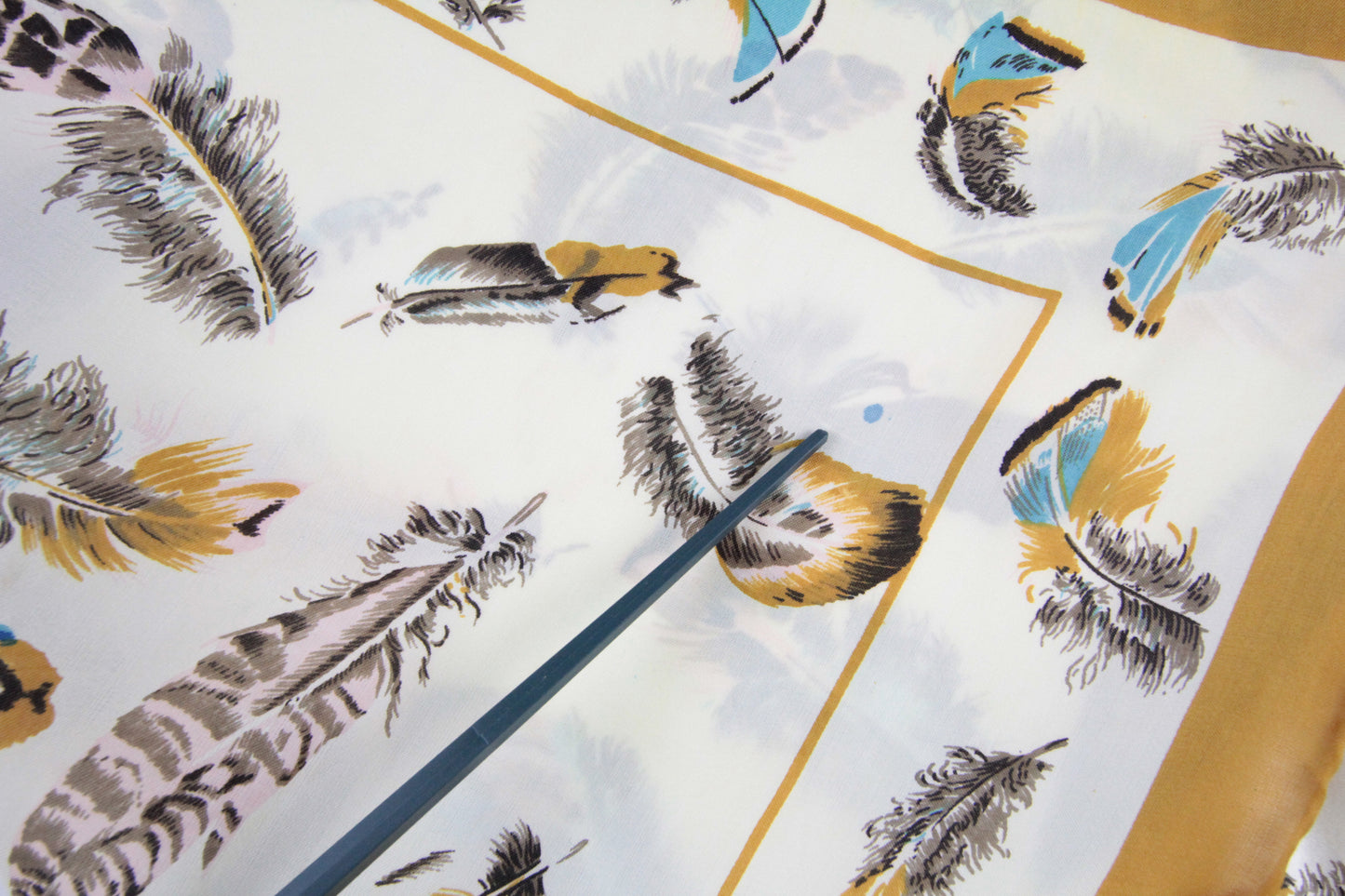 1960s Feather Prints Scarf