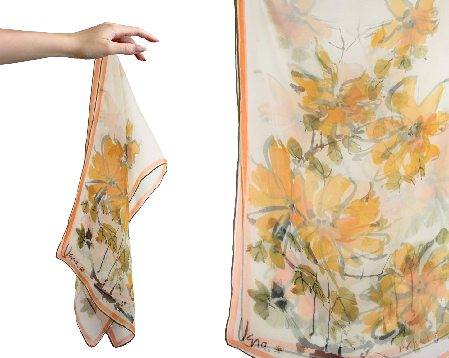 1960s Sheer Floral Scarf by Vera