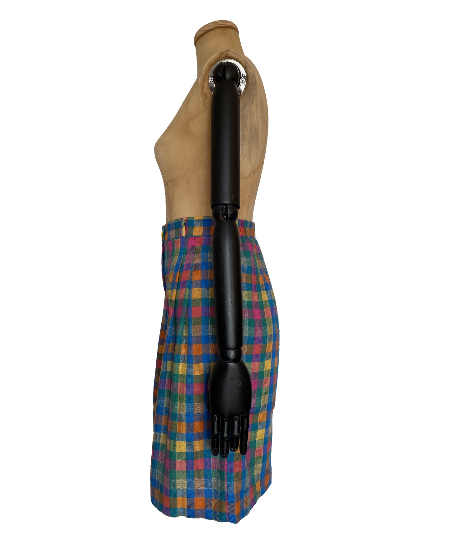 1970s Colourful Check Print Shorts Culottes (S/M)