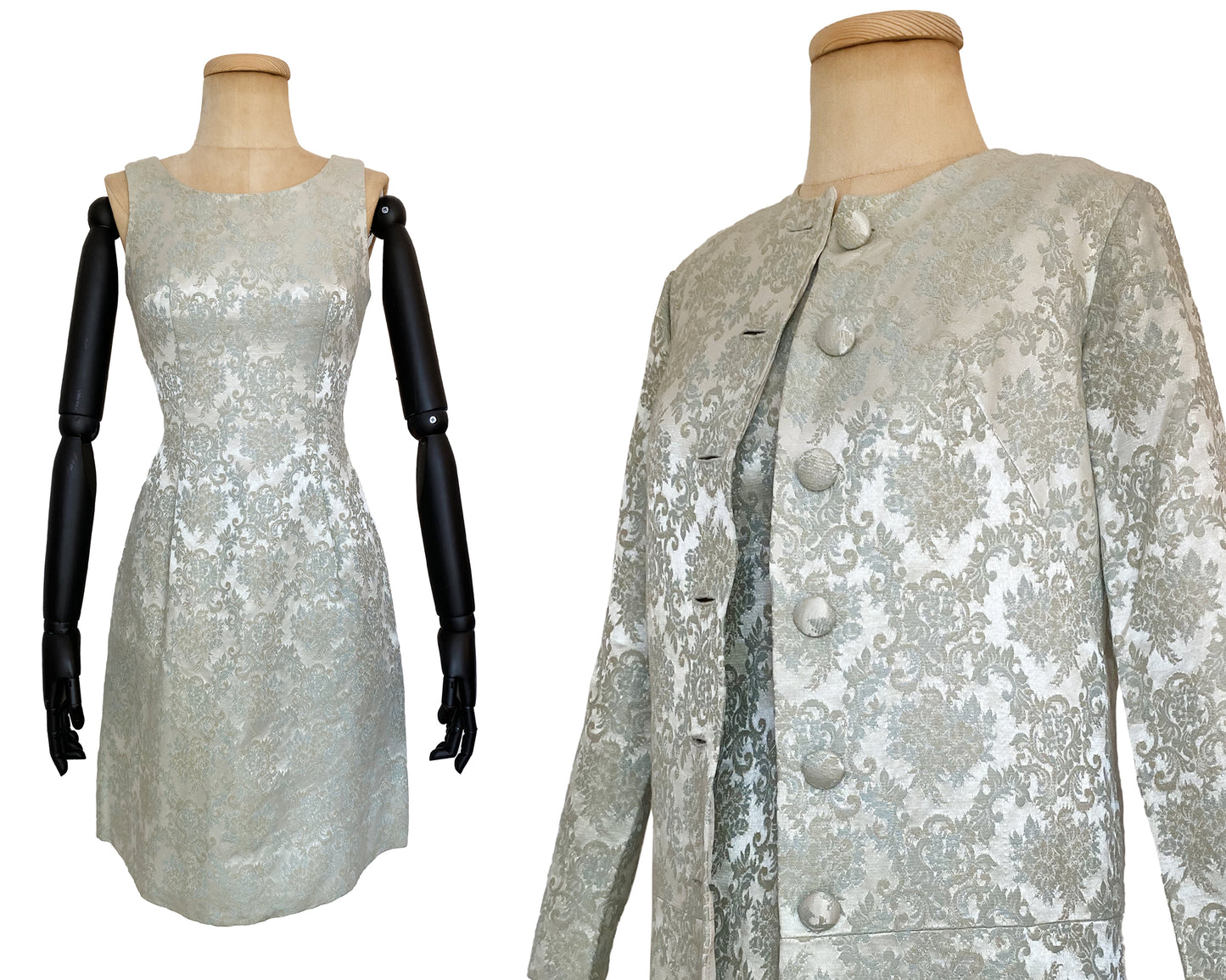 1960s Ice Blue Swing Coat and Dress Set (S)