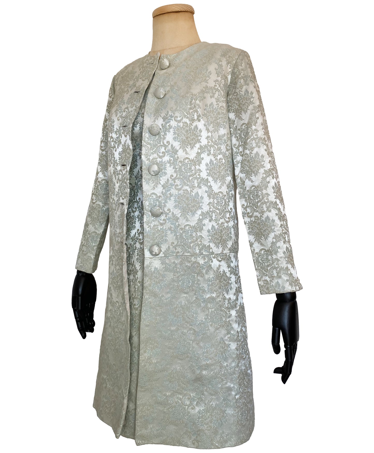 1960s Ice Blue Swing Coat and Dress Set (S)