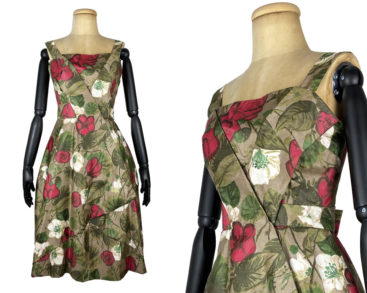 1950s Floral Cocktail Dress (S)