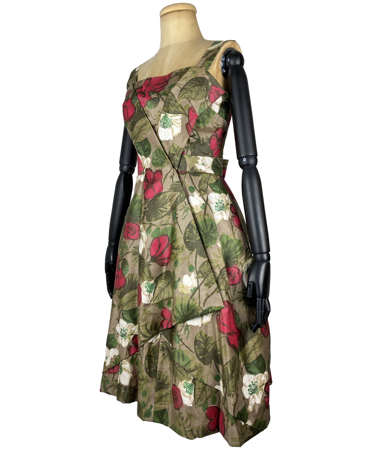1950s Floral Cocktail Dress (S)