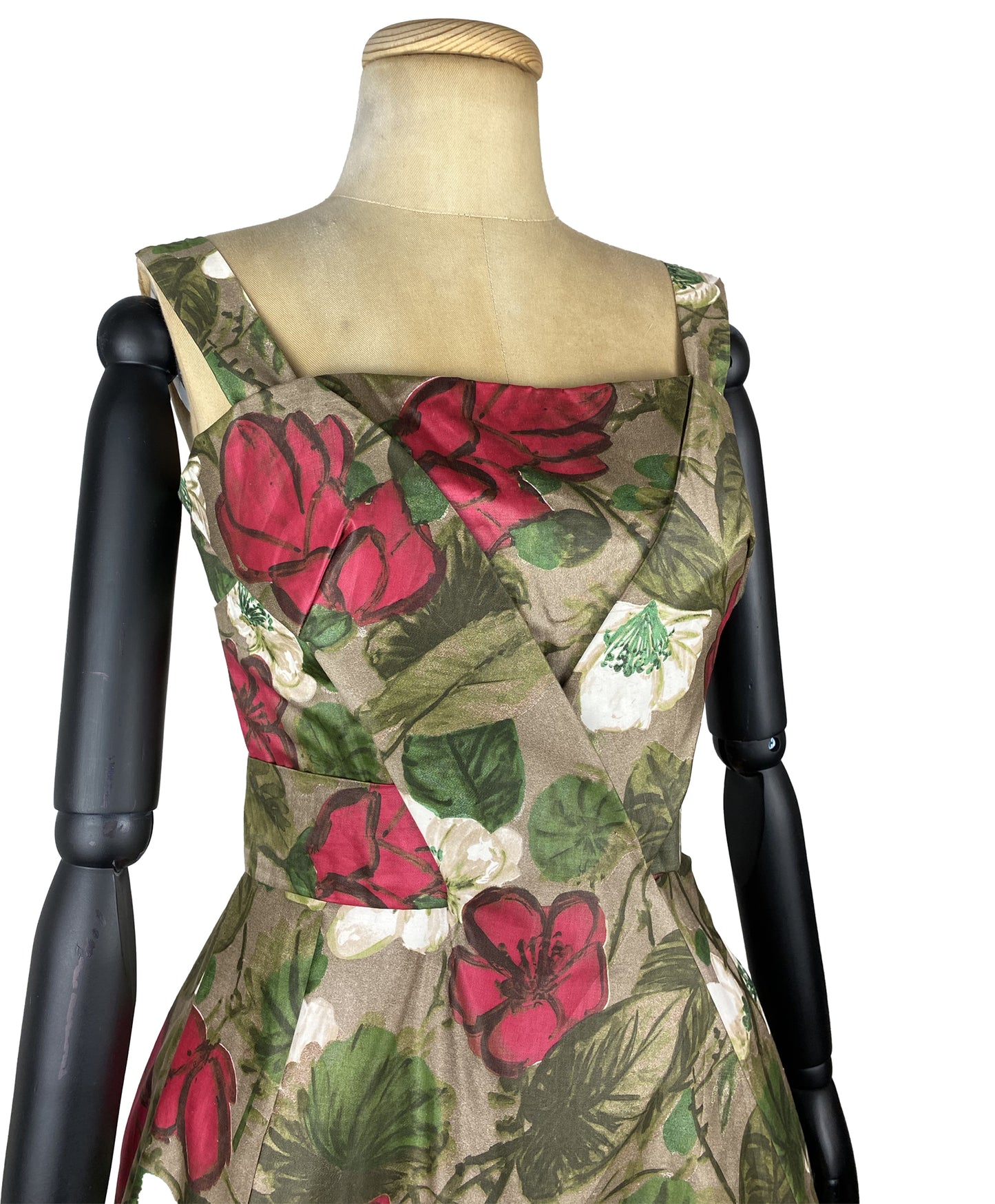 1950s Floral Cocktail Dress (S)