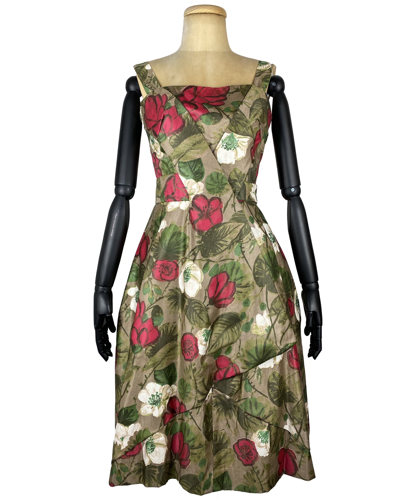 1950s Floral Cocktail Dress (S)